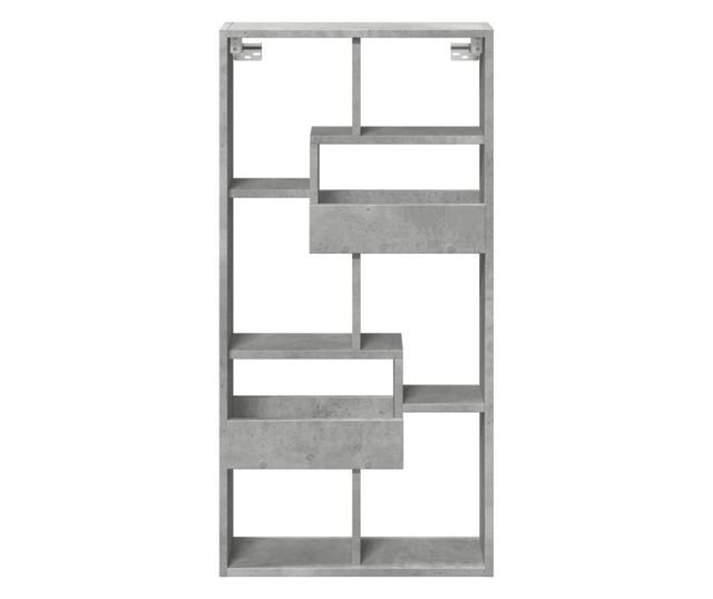 betonszürke szerelt fa faliszekrény 50 x 15 x 100 cm