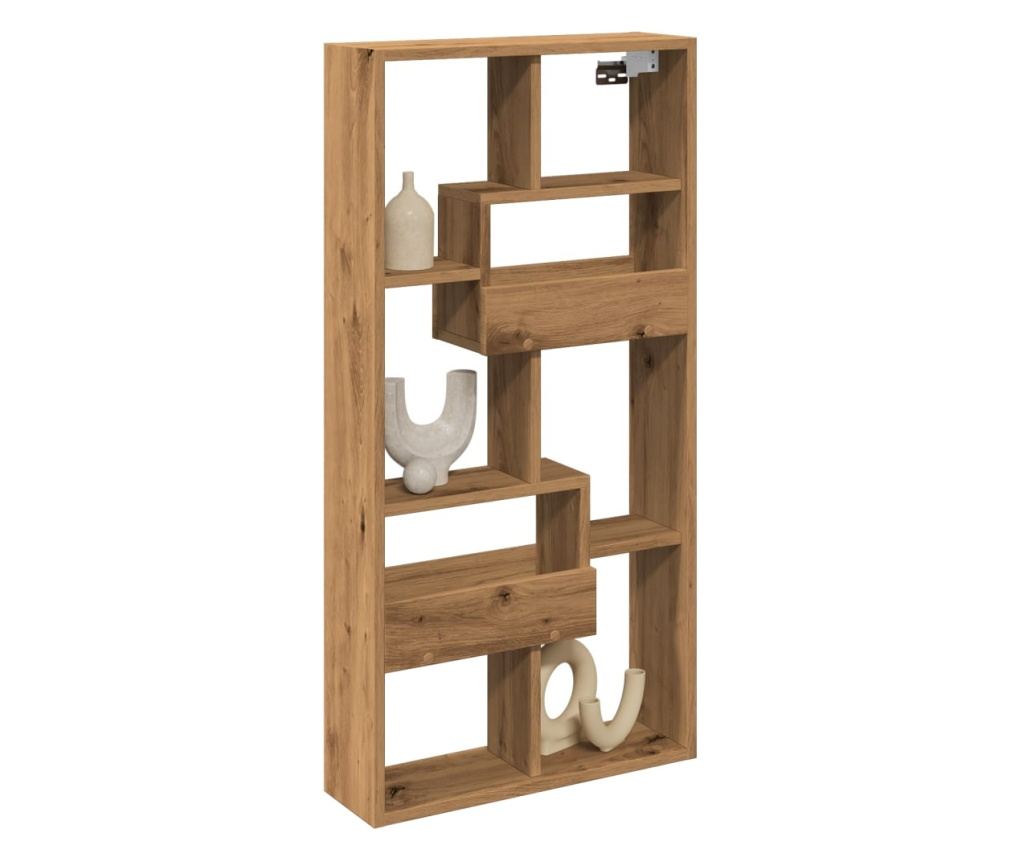 kézműves tölgy színű szerelt fa faliszekrény 50 x 15 x 100 cm - 3