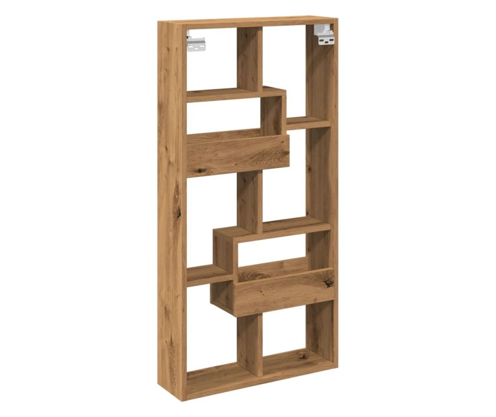kézműves tölgy színű szerelt fa faliszekrény 50 x 15 x 100 cm - 6