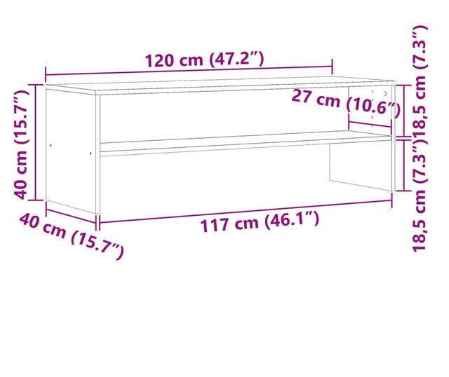 kézműves tölgy színű szerelt fa TV-szekrény 120 x 40 x 40 cm