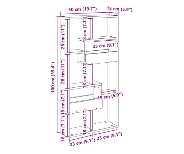 fekete szerelt fa faliszekrény 50 x 15 x 100 cm