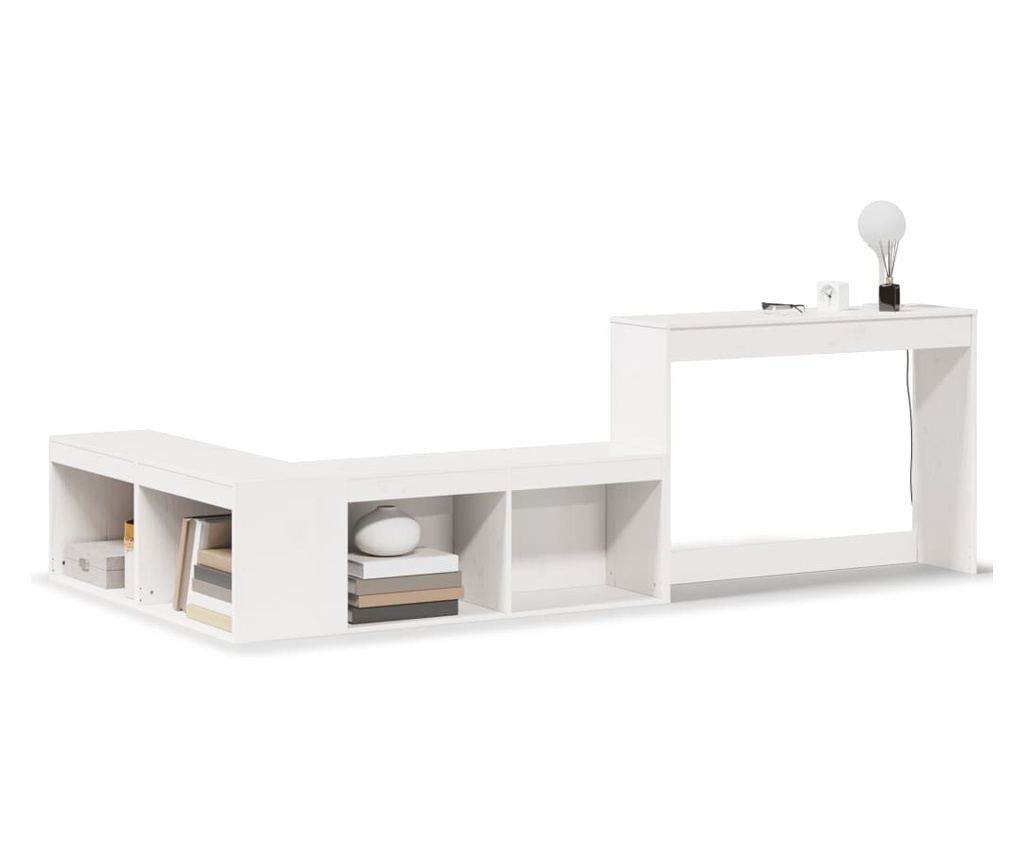 fehér tömör fenyőfa éjjeliszekrény íróasztallal 232x122x75 cm - 2