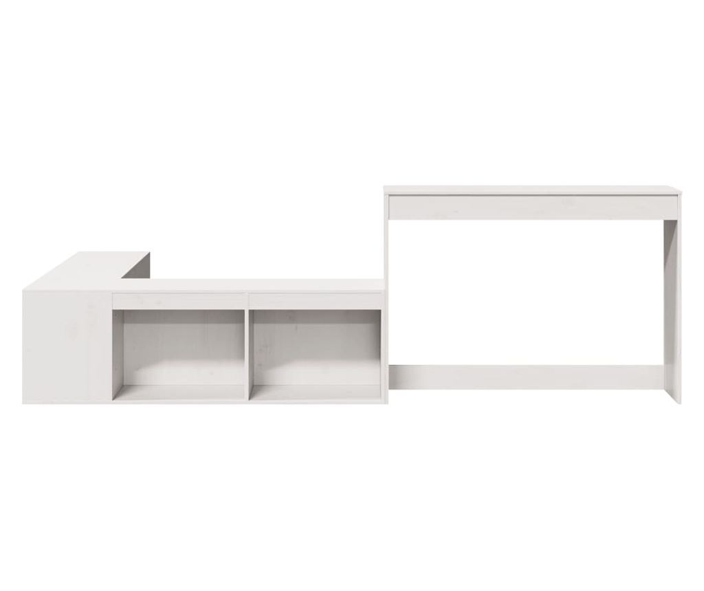 fehér tömör fenyőfa éjjeliszekrény íróasztallal 232x122x75 cm - 4