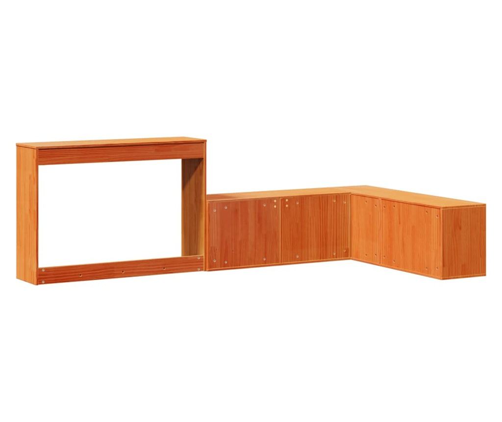 viaszbarna tömör fenyőfa éjjeliszekrény asztallal 222x107x75 cm - 6