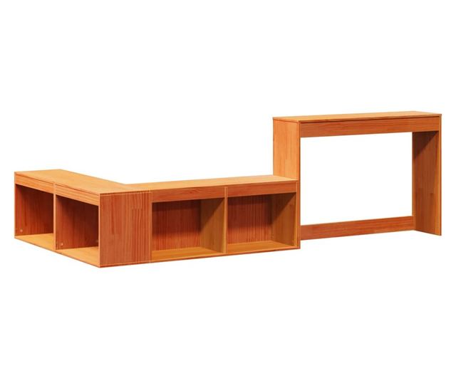 viaszbarna tömör fenyőfa éjjeliszekrény asztallal 232x122x75 cm