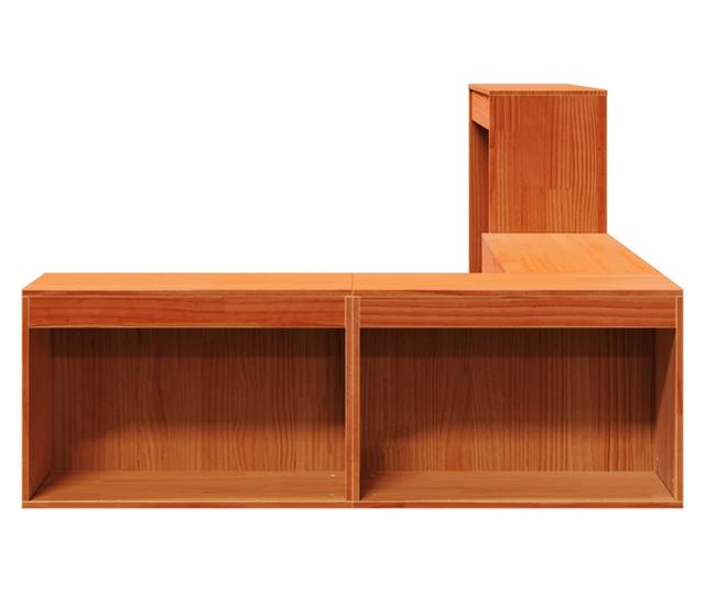 viaszbarna tömör fenyőfa éjjeliszekrény asztallal 232x122x75 cm