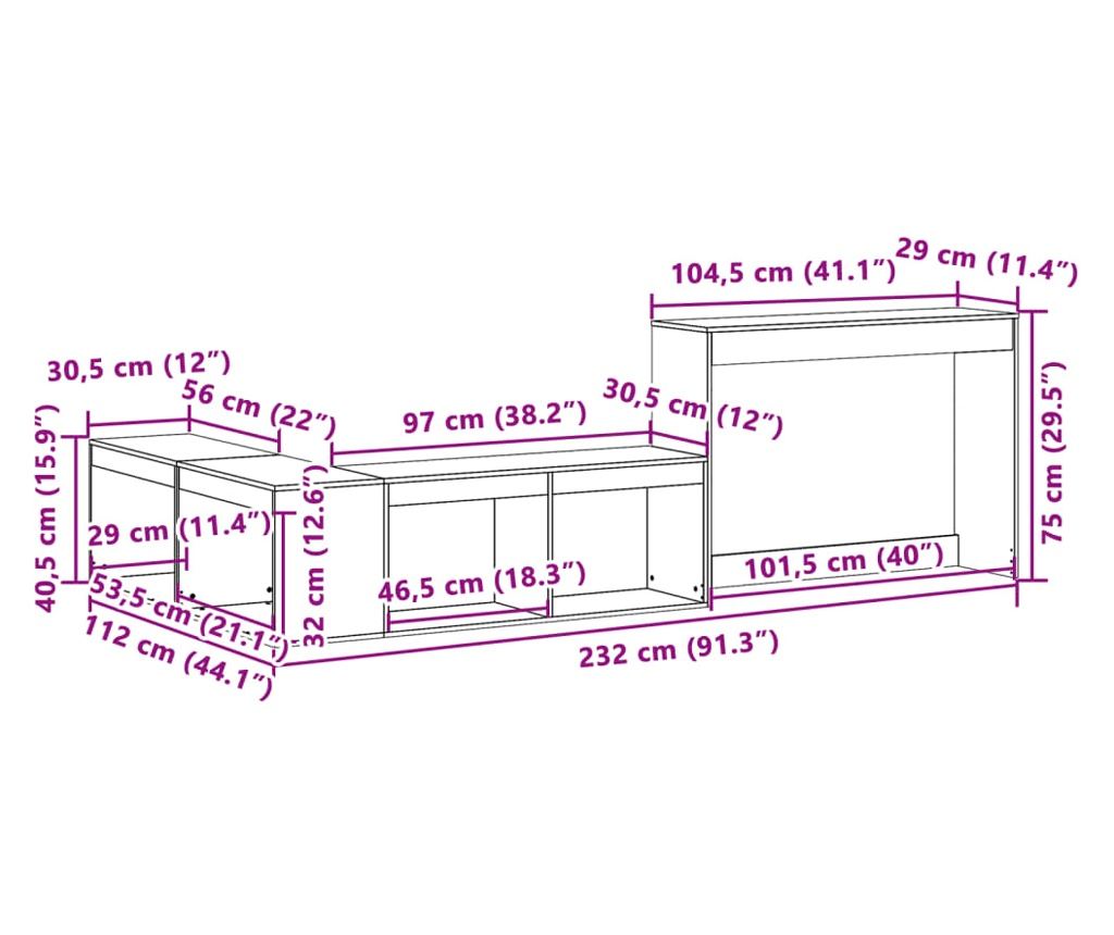 tömör fenyőfa éjjeliszekrény íróasztallal 232 x 112 x 75 cm - 9