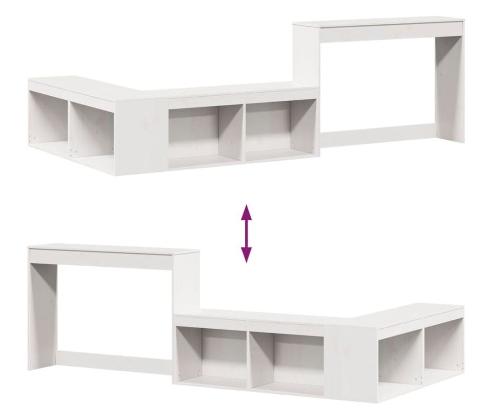 fehér tömör fenyőfa éjjeliszekrény íróasztallal 232x122x75 cm - 7