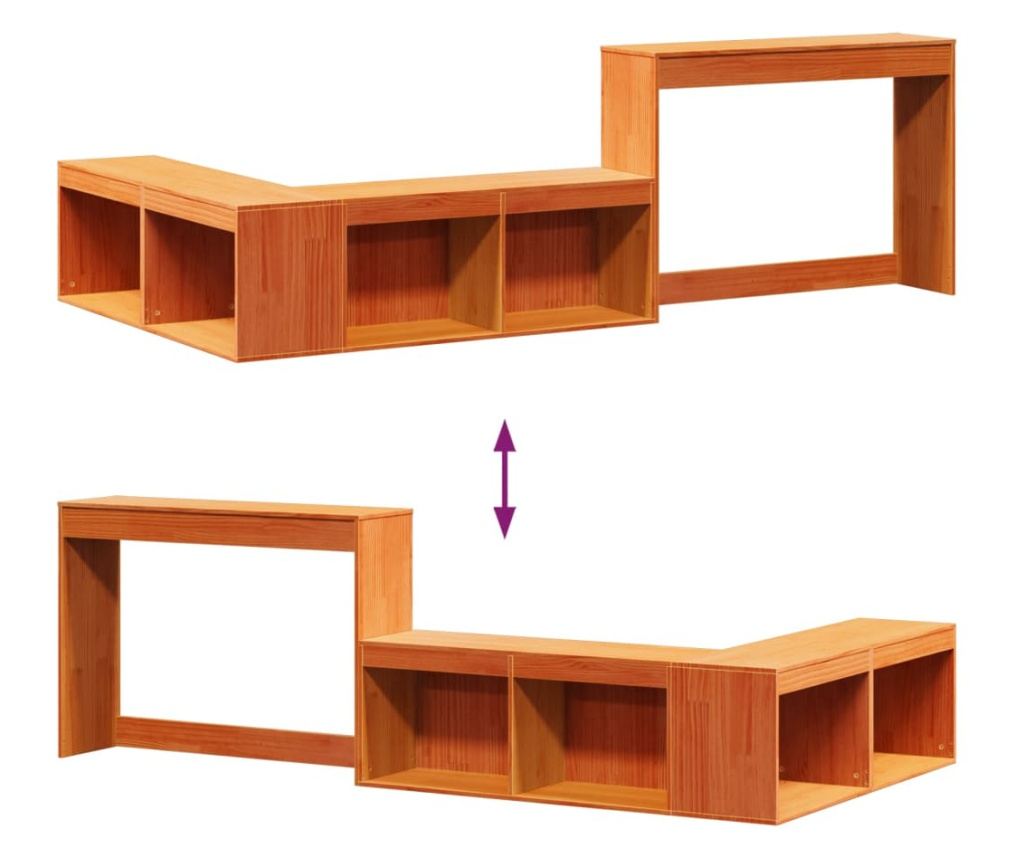 viaszbarna tömör fenyőfa éjjeliszekrény asztallal 222x107x75 cm - 7