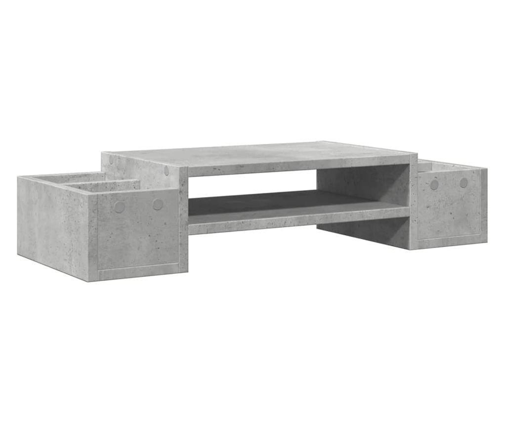 Поставка за монитор за съхранение, бетонно сив, 70x27x15 см - 6