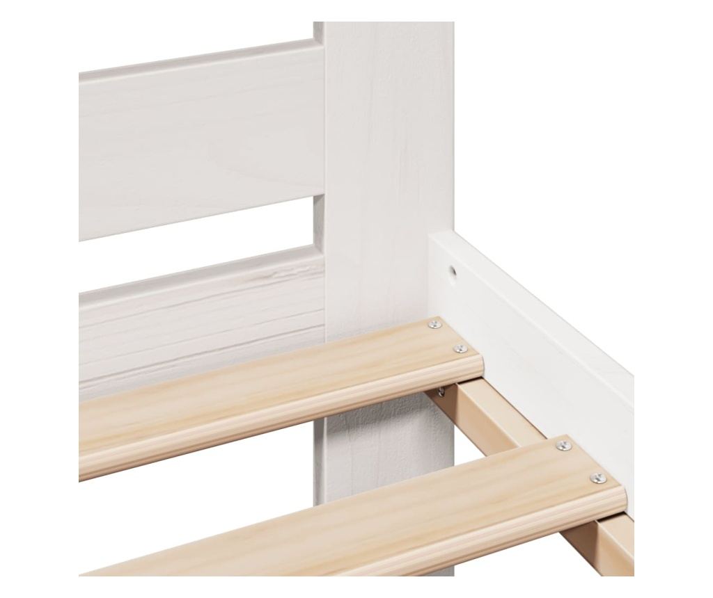 fehér tömör fenyőfa ágy matrac nélkül 150 x 200 cm - 7