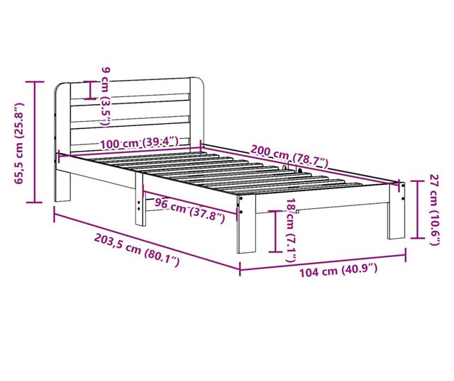 viaszbarna tömör fenyőfa ágy matrac nélkül 100 x 200 cm