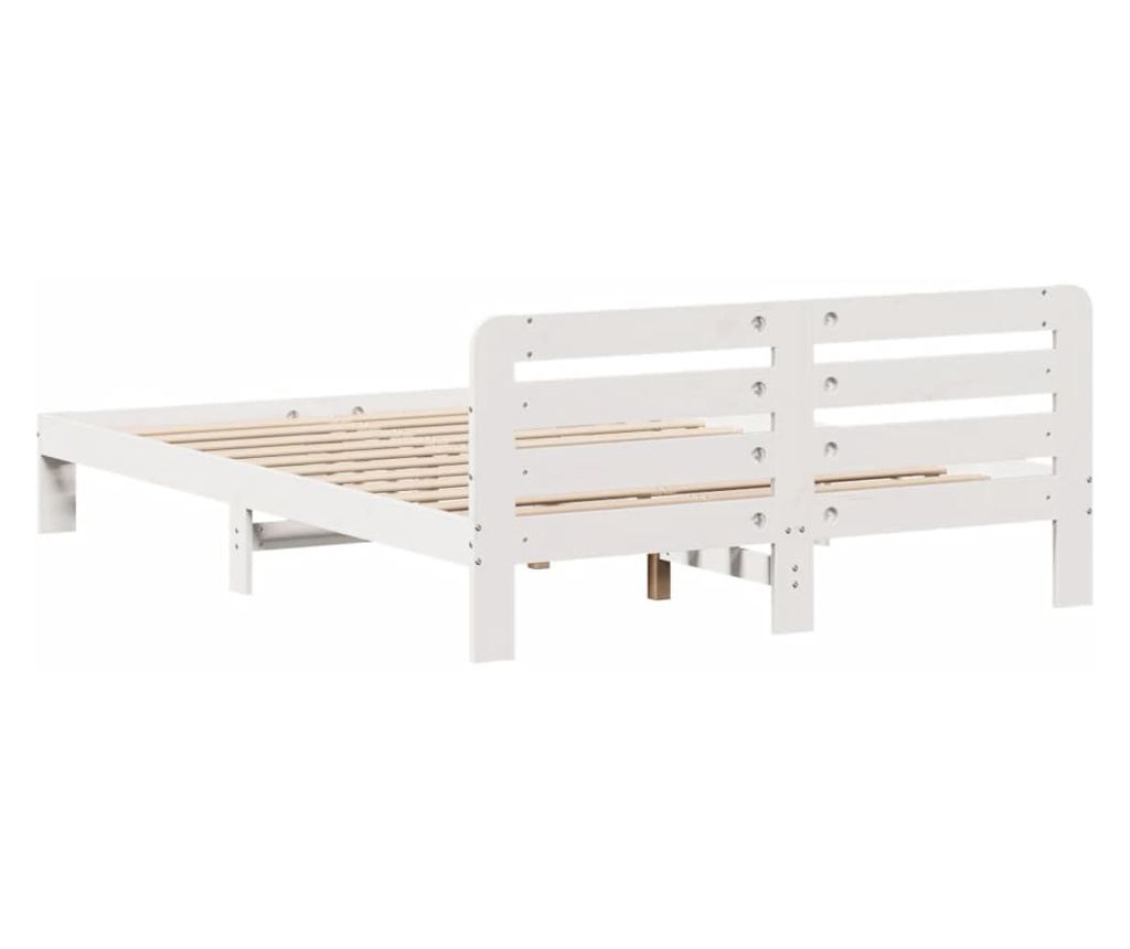 fehér tömör fenyőfa ágy matrac nélkül 140 x 200 cm - 6