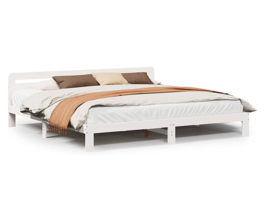 fehér tömör fenyőfa ágy matrac nélkül 180 x 200 cm - 2