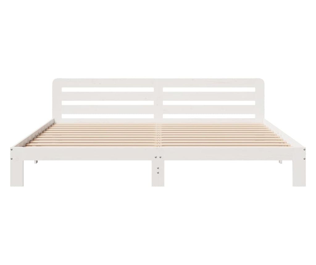 fehér tömör fenyőfa ágy matrac nélkül 180 x 200 cm - 4