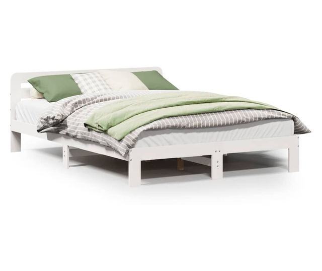 fehér tömör fenyőfa ágy matrac nélkül 120 x 190 cm