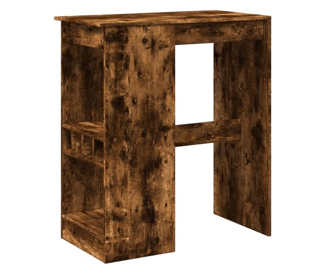 füstös tölgy szerelt fa bárasztal tárolókkal 90x47,5x103,5 cm