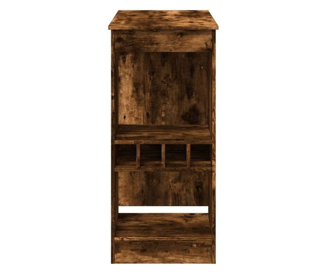 füstös tölgy szerelt fa bárasztal tárolókkal 90x47,5x103,5 cm