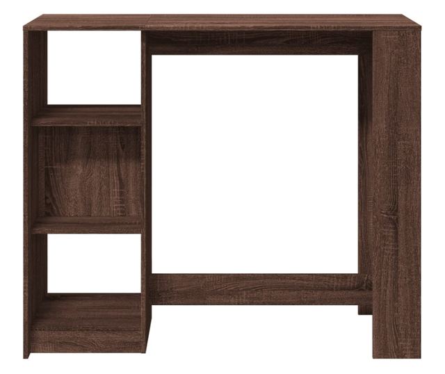 barna tölgy színű szerelt fa bárasztal polccal 124x46x103,5 cm