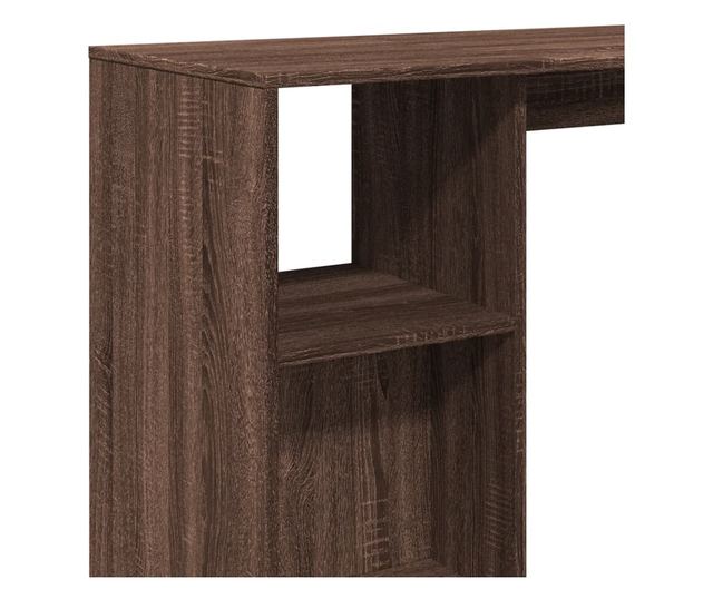 barna tölgy színű szerelt fa bárasztal polccal 124x46x103,5 cm