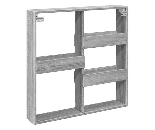 szürke sonoma színű szerelt fa faliszekrény 80 x 15 x 80 cm