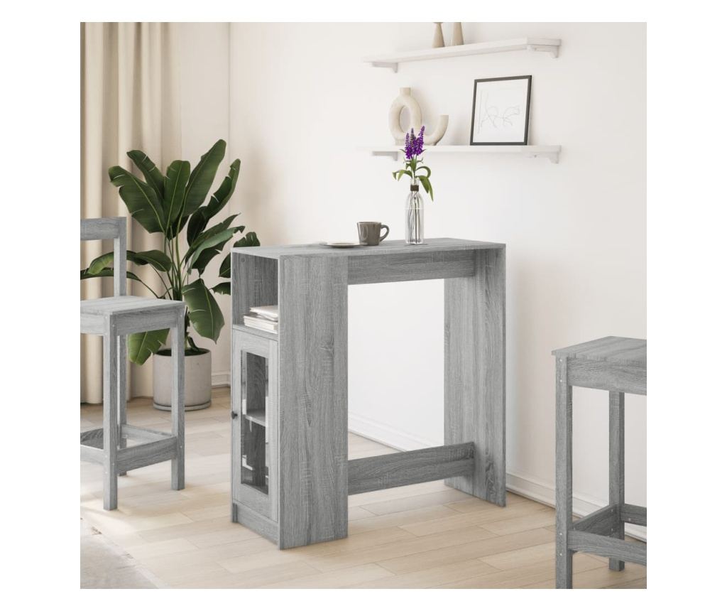 szürke sonoma szerelt fa bárasztal tárolókkal 101x40x103,5 cm - 3