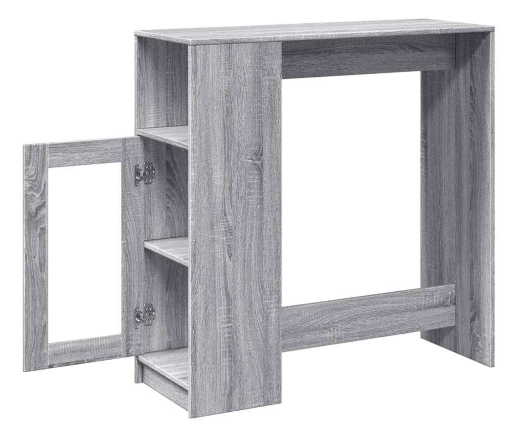 szürke sonoma szerelt fa bárasztal tárolókkal 101x40x103,5 cm - 5