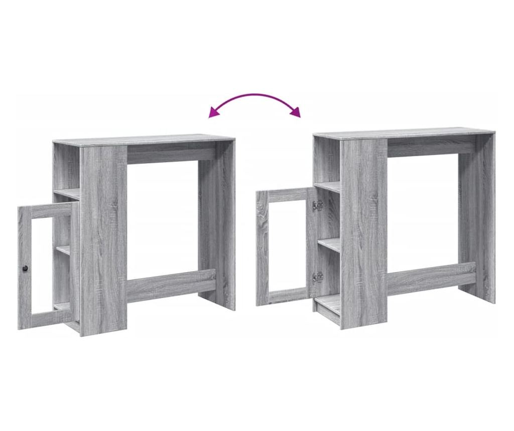 szürke sonoma szerelt fa bárasztal tárolókkal 101x40x103,5 cm - 8