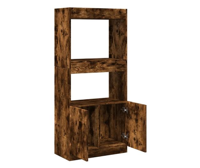 füstös tölgy színű szerelt fa magasszekrény 63 x 33 x 140 cm