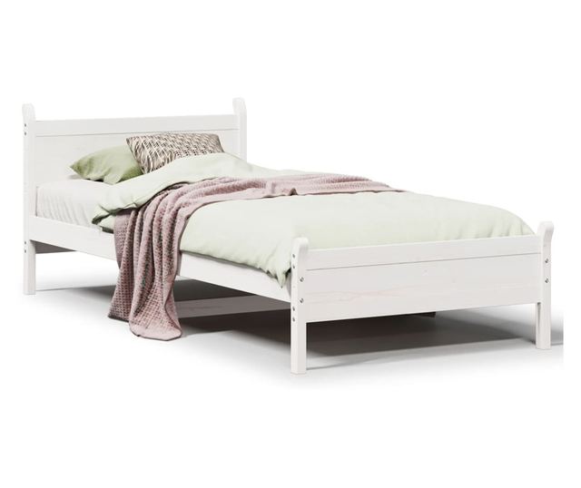 fehér tömör fenyőfa ágy matrac nélkül 75 x 190 cm