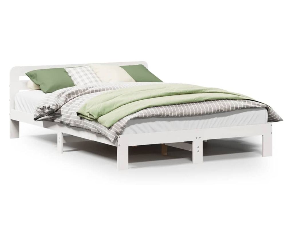 fehér tömör fenyőfa ágy matrac nélkül 140 x 200 cm - 2