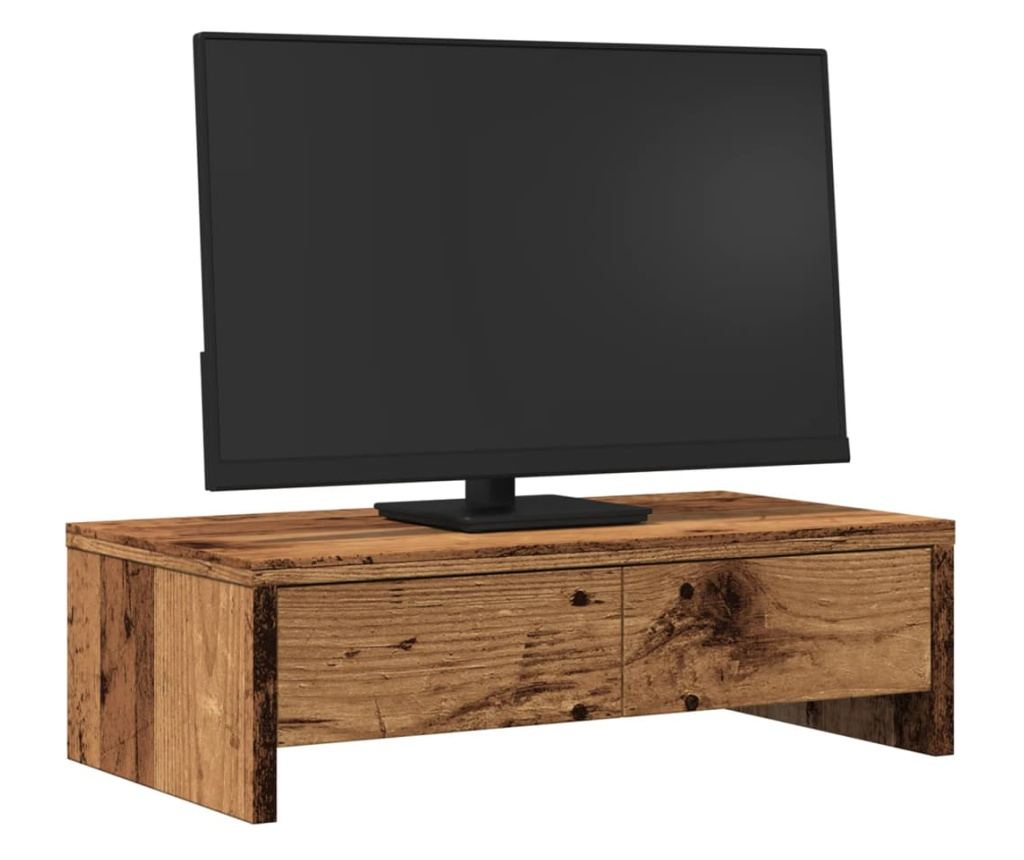 Stojan na monitor se zásuvkami old wood 50x27x15 cm kompozit - 3