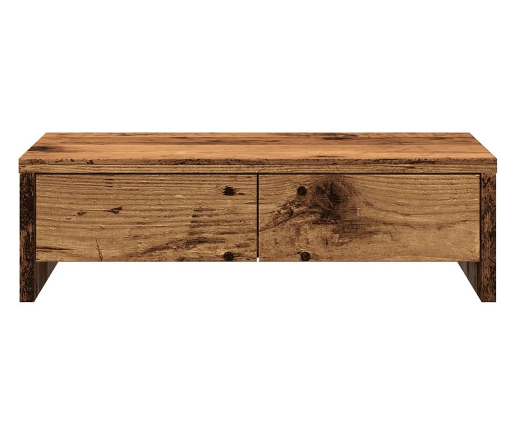 Stojan na monitor se zásuvkami old wood 50x27x15 cm kompozit - 4