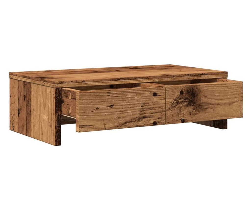 Stojan na monitor se zásuvkami old wood 50x27x15 cm kompozit - 5