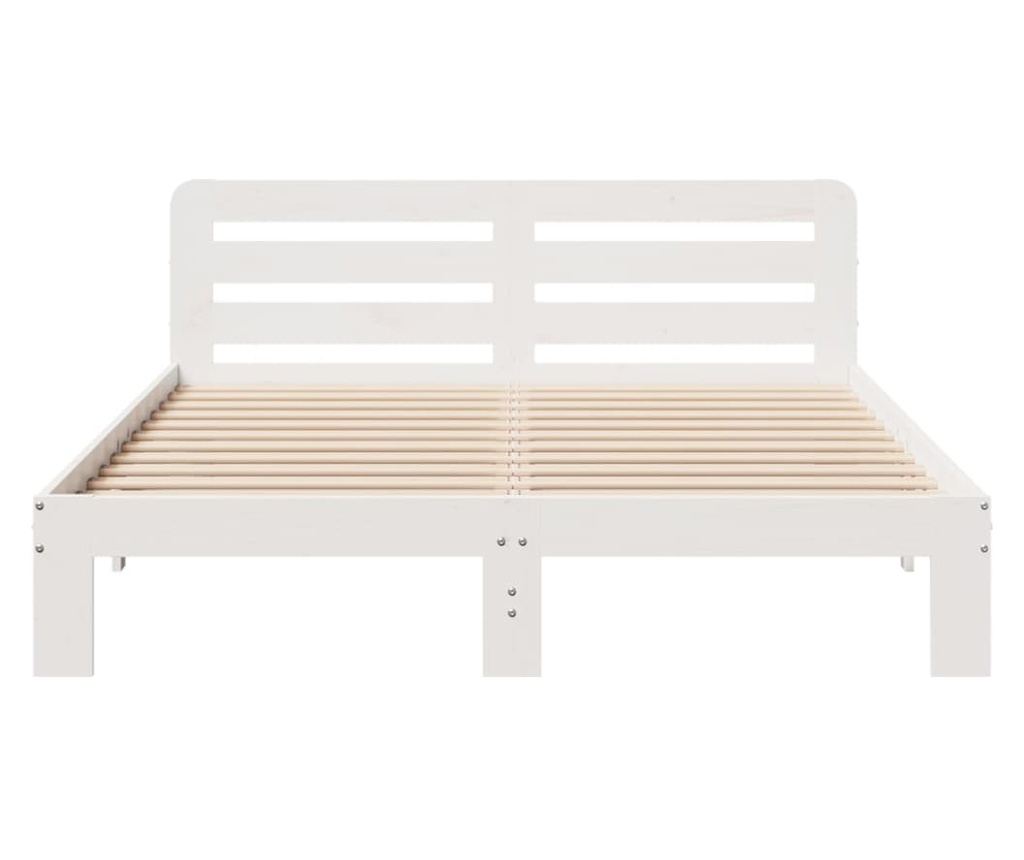 fehér tömör fenyőfa ágy matrac nélkül 150 x 200 cm - 4