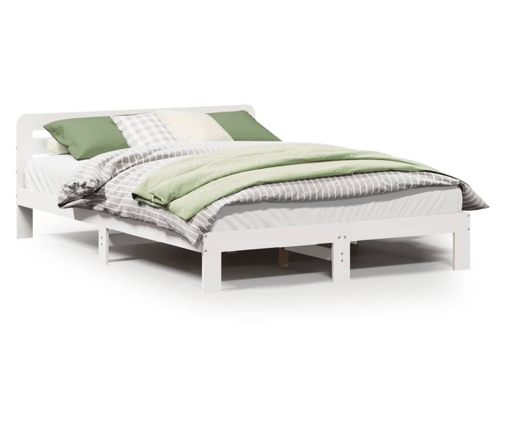 fehér tömör fenyőfa ágy matrac nélkül 120 x 200 cm - 2