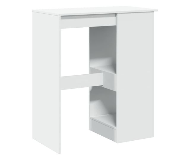 fehér szerelt fa tárolórekeszes bárasztal 90 x 47,5 x 103,5 cm