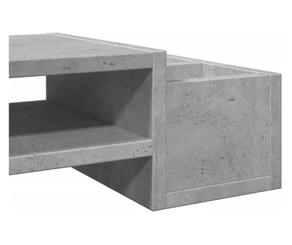 Поставка за монитор за съхранение, бетонно сив, 70x27x15 см - 7