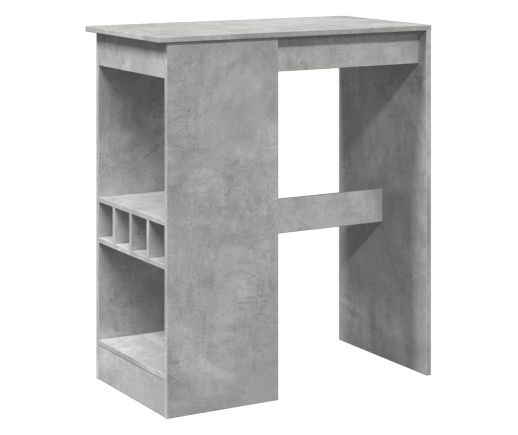 betonszürke szerelt fa bárasztal tárolókkal 90x47,5x103,5 cm - 2