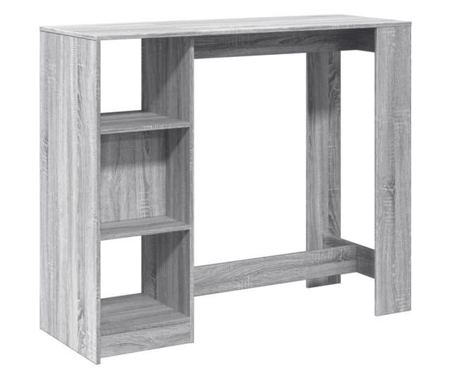 szürke sonoma szerelt fa bárasztal polccal 124 x 46 x 103,5 cm