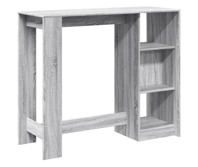 szürke sonoma szerelt fa bárasztal polccal 124 x 46 x 103,5 cm