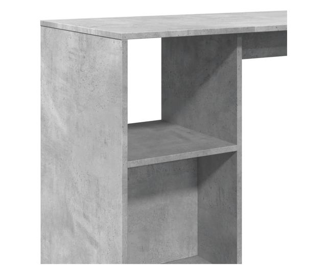 betonszürke szerelt fa bárasztal polccal 124 x 46 x 103,5 cm