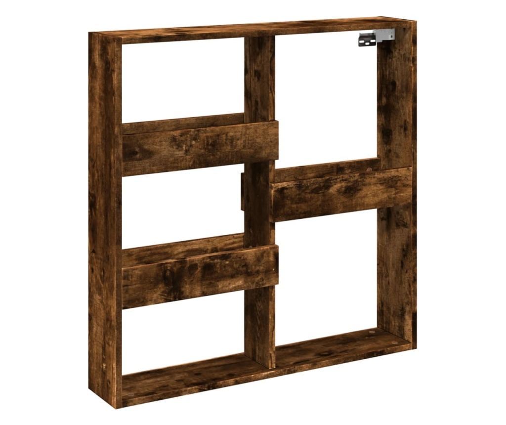 füstös tölgy színű szerelt fa fali szekrény 80 x 15 x 80 cm - 2