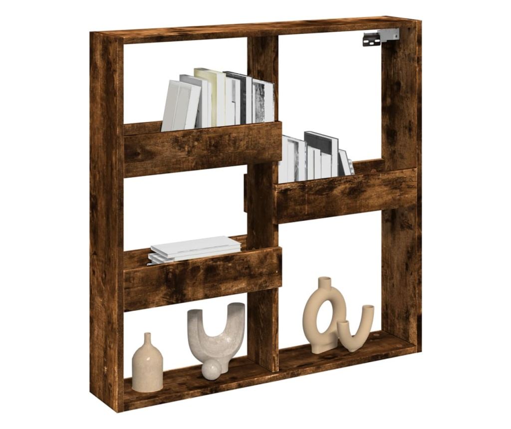 füstös tölgy színű szerelt fa fali szekrény 80 x 15 x 80 cm - 3