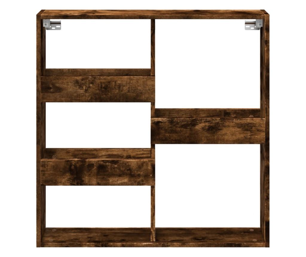 füstös tölgy színű szerelt fa fali szekrény 80 x 15 x 80 cm - 4