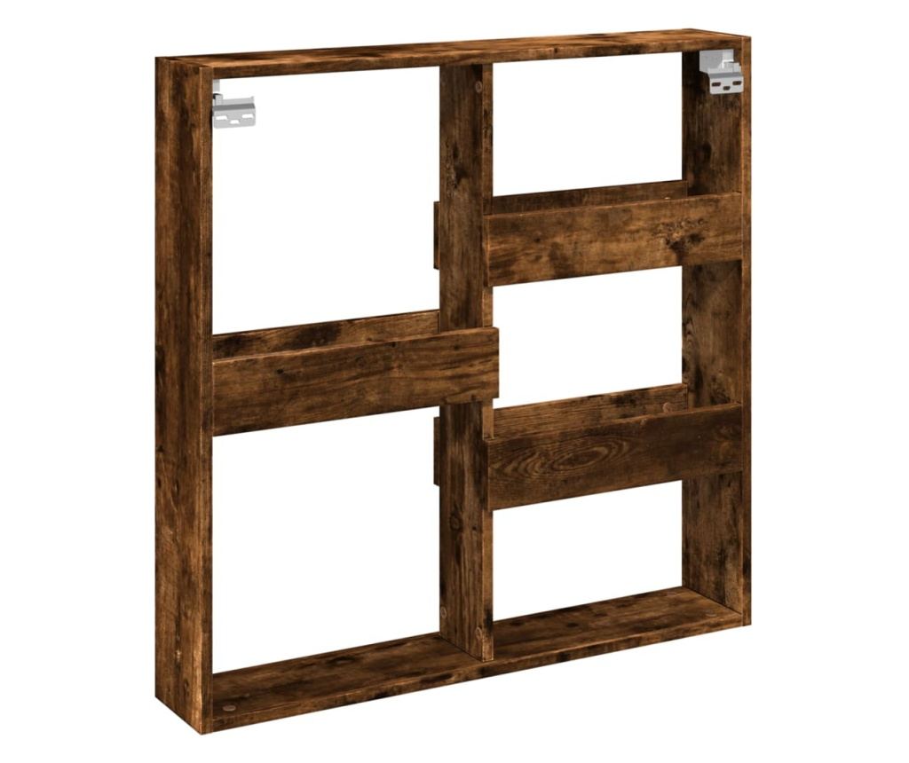 füstös tölgy színű szerelt fa fali szekrény 80 x 15 x 80 cm - 6