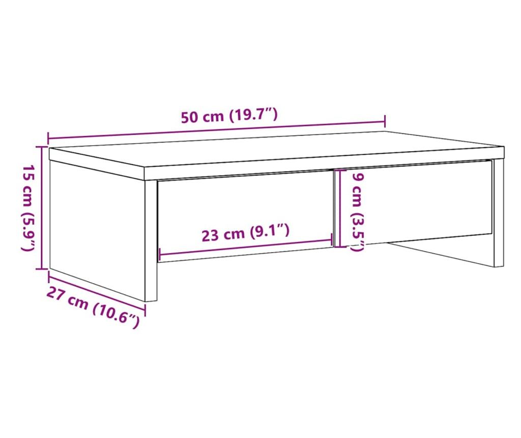 Stojan na monitor se zásuvkami old wood 50x27x15 cm kompozit - 10