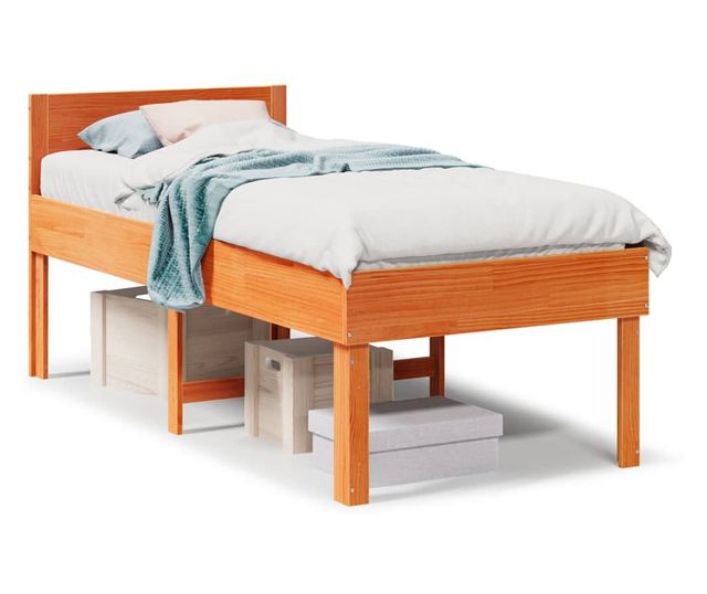 viaszbarna tömör fenyőfa ágy matrac nélkül 75 x 190 cm