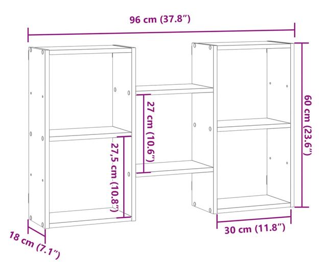 sonoma tölgy színű szerelt fa fali polc 96 x 18 x 60 cm