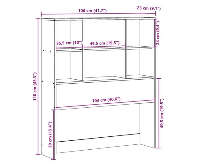 tömör fenyőfa fejtámla tárolóval 100 cm